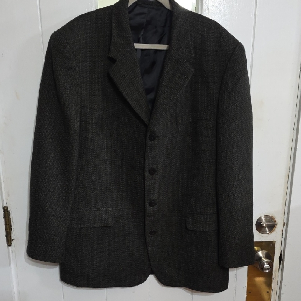Biltmore Mens Suit Coat Spirts Blazer 100%New Wool Black Pockets‎ Sz 46L EUC